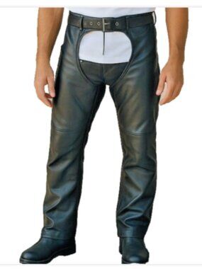 Daniel Smart Leather Biker Chaps Thinsulate Lined Adjustable Waist 30–38 Sz S